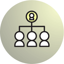 Icono estructura de un equipo profesional de email marketing