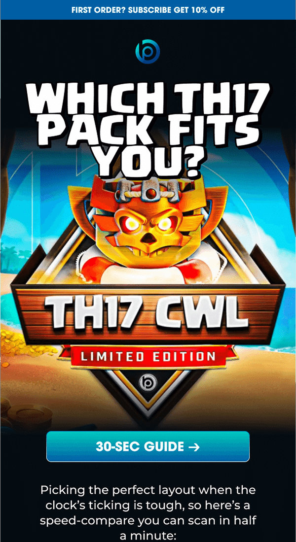 Diseño de email marketing para empresa de clash of clans