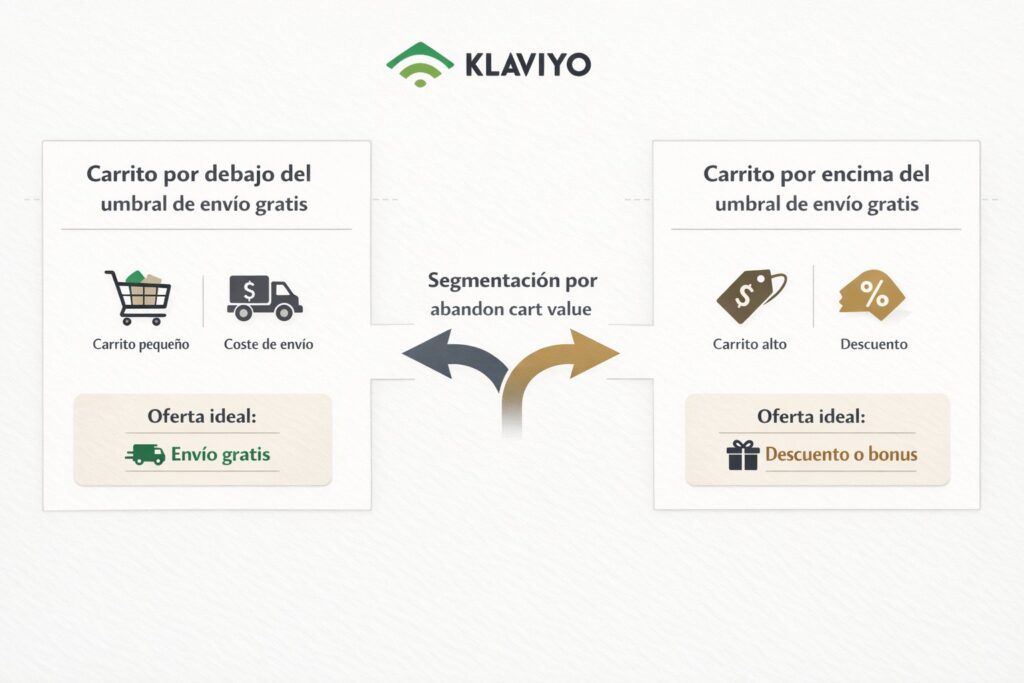 Split carrito abandonado Klaviyo por valor de pedido