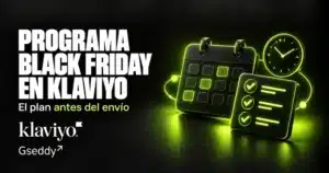 Programación de campañas de Black Friday en Klaviyo, ilustrada con un calendario, un reloj y una lista de comprobación