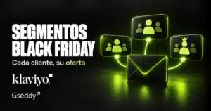 Segmentos de clientes para Black Friday en Klaviyo, representados por tres grupos conectados a un email